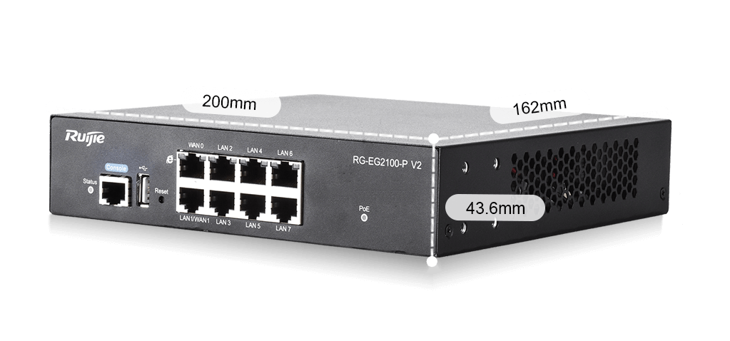 Ruijie RG-EG2100P-v2 -  Ruijie RG-EG2100-P v2 - Gateway de Seguridad (USG) con 8 puertos Gigabit, PoE+, Controlador AP. Cloud incluido.
