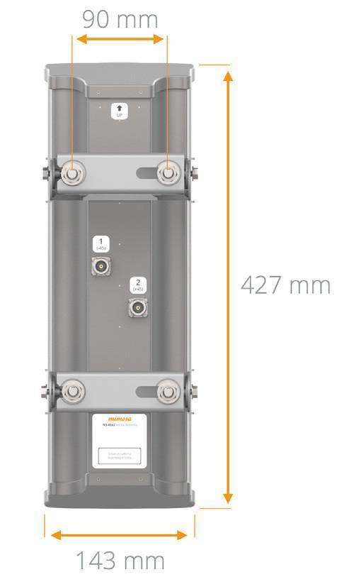 Mimosa N5-45X2 - Antena Sector 4.9-6.4 GHz 45 grados, ganancia 19 dBi, 2 puertos , incluye 2 cables LMR 240 N-N