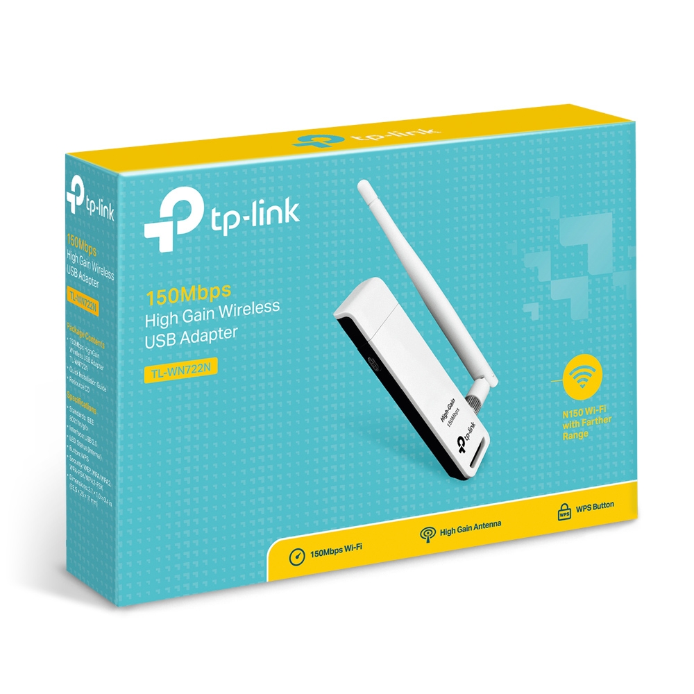 TP-Link WN-722N - Adaptador USB WiFi 2.4 GHz. N150 Alta sensibilidad