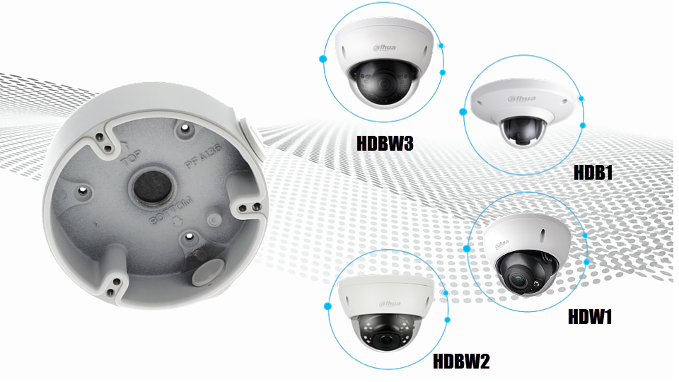 DAHUA PFA136 - Caja de conexiones para Cámaras domo DAHUA series H dB1, HDW1, H dBW3, H dBW2