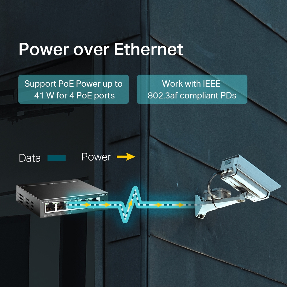 TP-Link TL-SF1005LP - Switch de escritorio de 5 puertos a 10/100 Mbps con PoE en 4 puertos