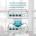 TP-Link TL-SF1005LP - Switch de escritorio de 5 puertos a 10/100 Mbps con PoE en 4 puertos