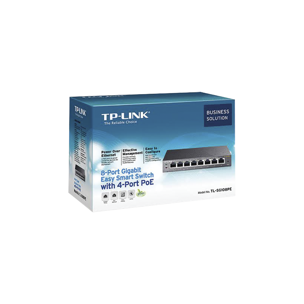 TP-Link TL-SG108PE - Easy Smart Switch PoE JetStream, 8 puertos 10/100/1000 Mbps 55 W