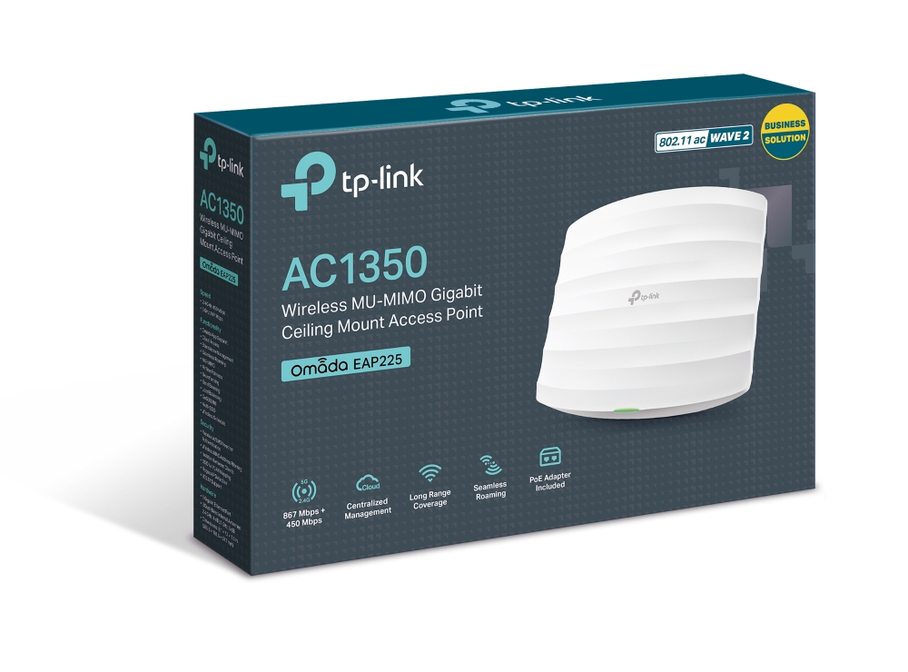 TP-Link EAP225 - Punto de Acceso Inalámbrico Gigabit MU-MIMO AC1350 para Techo