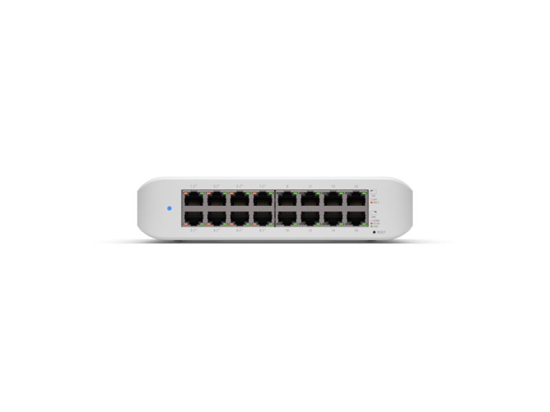 Switch UniFi Lite Administrable PoE de 16 Puertos 10/100/1000 Mbps (8 puertos 802.3af/at), 45 W