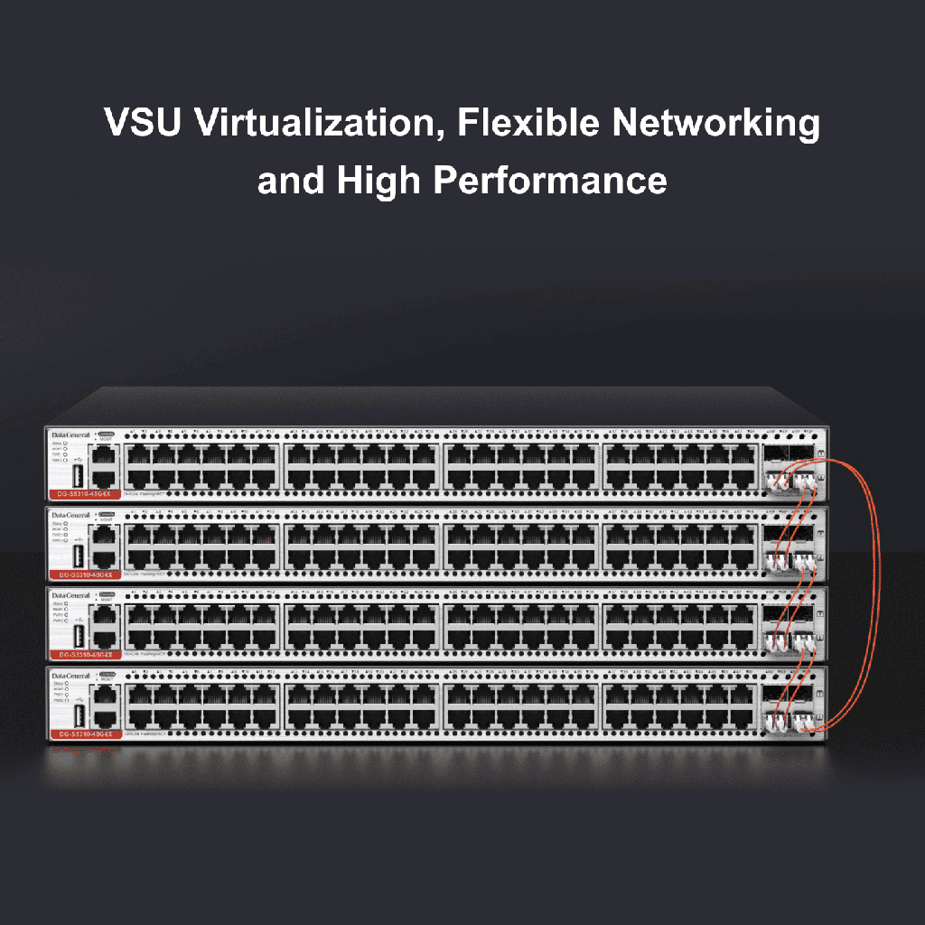 Data General DG-S5310-48G4X - Switch 10G con 48 puertos RJ45 gigabit y 4 SFP+ - 1 fuente PA150IB-F incluida