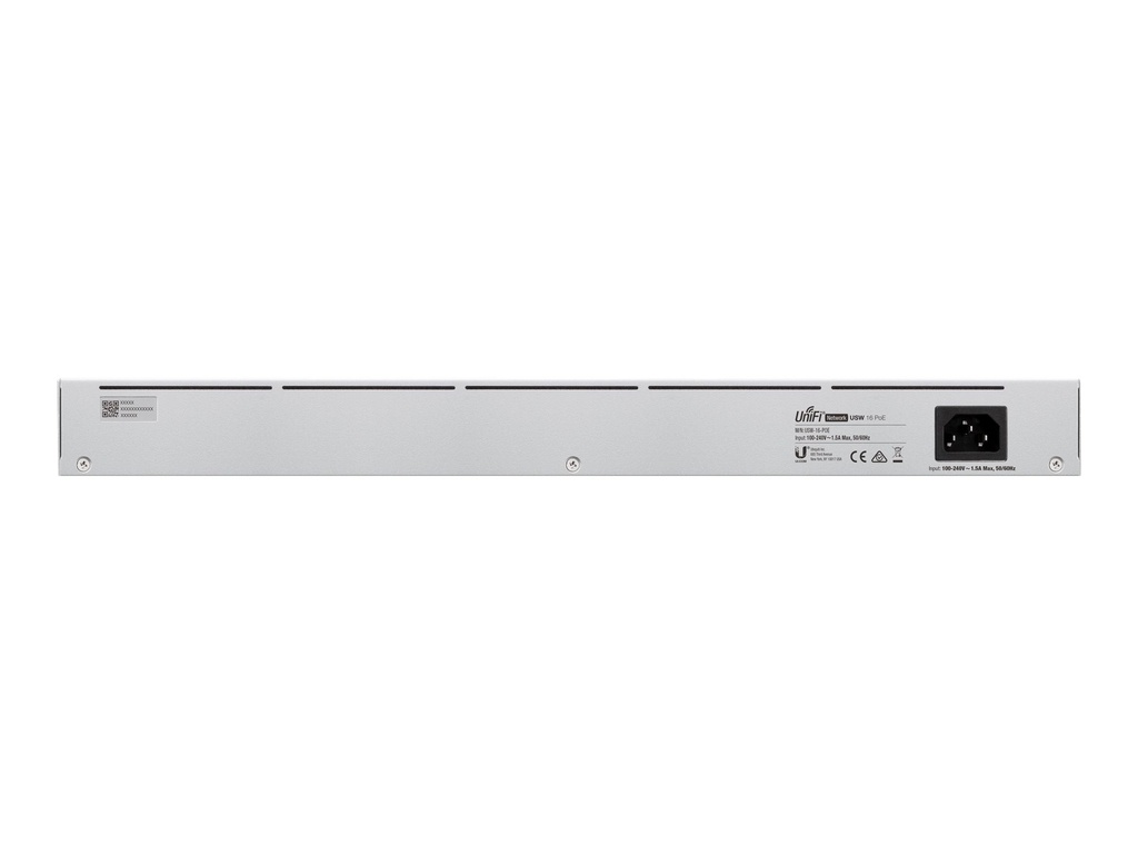 UniFi Switch USW-16-POE Gen2, Capa 2 de 16 puertos (8 puertos PoE 802.3af/at + 8 puertos Gigabit) + 2 puertos 1G SFP, 42W, pantalla informativa