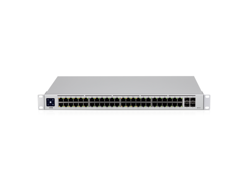 UniFi Switch USW-48-POE, Capa 2 de 48 puertos (32 puertos PoE 802.3af/at + 16 puertos Gigabit) + 4 puertos 1G SFP, 195W, pantalla informativa