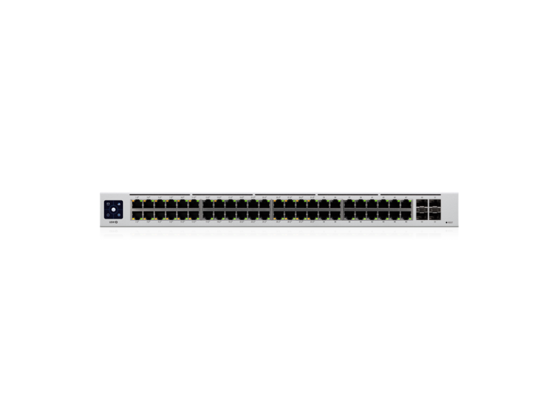 UniFi Switch USW-48-POE, Capa 2 de 48 puertos (32 puertos PoE 802.3af/at + 16 puertos Gigabit) + 4 puertos 1G SFP, 195W, pantalla informativa