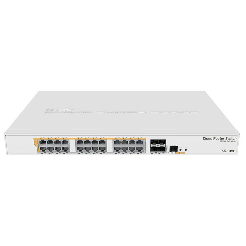 Mikrotik CRS328-24P-4S+RM - Cloud Router Switch 328-24P-4S+RM - Switch 24 puertos Gigabit PoE 4 SFP+ Rack 500W