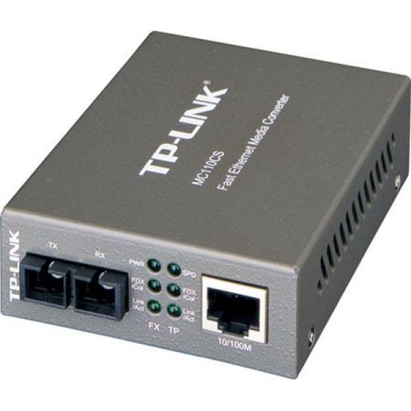 TP-Link MC110CS - Convertidor Multimedia Mono-modo, 1 puerto RJ45 10/100 Mbps, SC, hasta 20 km