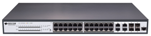 BDCOM S2528-P - Switch Gigabit gestionable en capa 2 con 24 Puertos gigabit PoE y 4 slots SFP