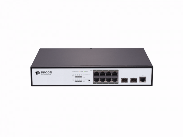 BDCOM S2510-P - Switch gestionable en capa 2 con 8 puertos gigabit PoE y 2 slots SFP