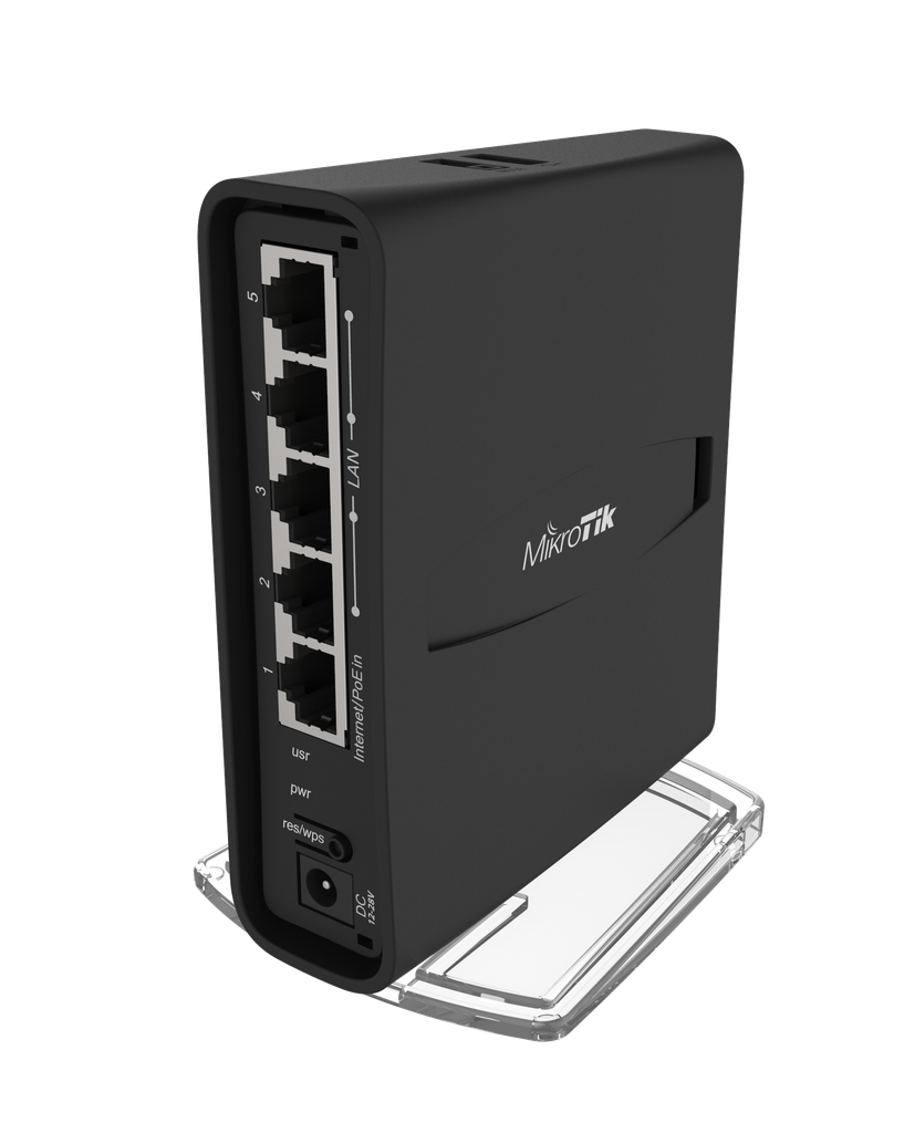 Mikrotik RBD52G-5HacD2HnD-TC - Router sobremesa hAP ac2 tower 5 puertos gigabit WiFi 2.4 / 5 GHz. AC1200 2x2 1 USB RouterOS L4