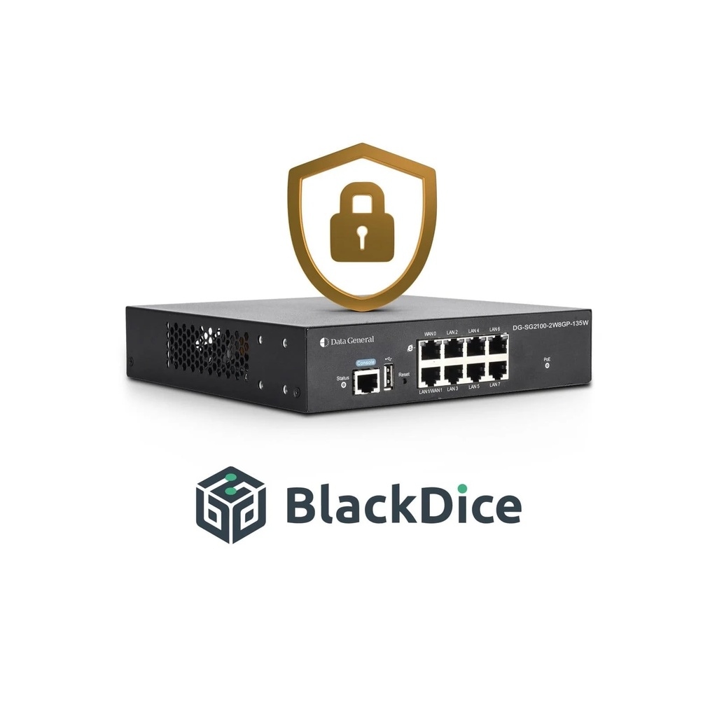 Data General DG-SG2100-2W8GP-135W-BD1 - Gateway de Ciberseguridad con módulo BlackDice (licencia de 1 año)