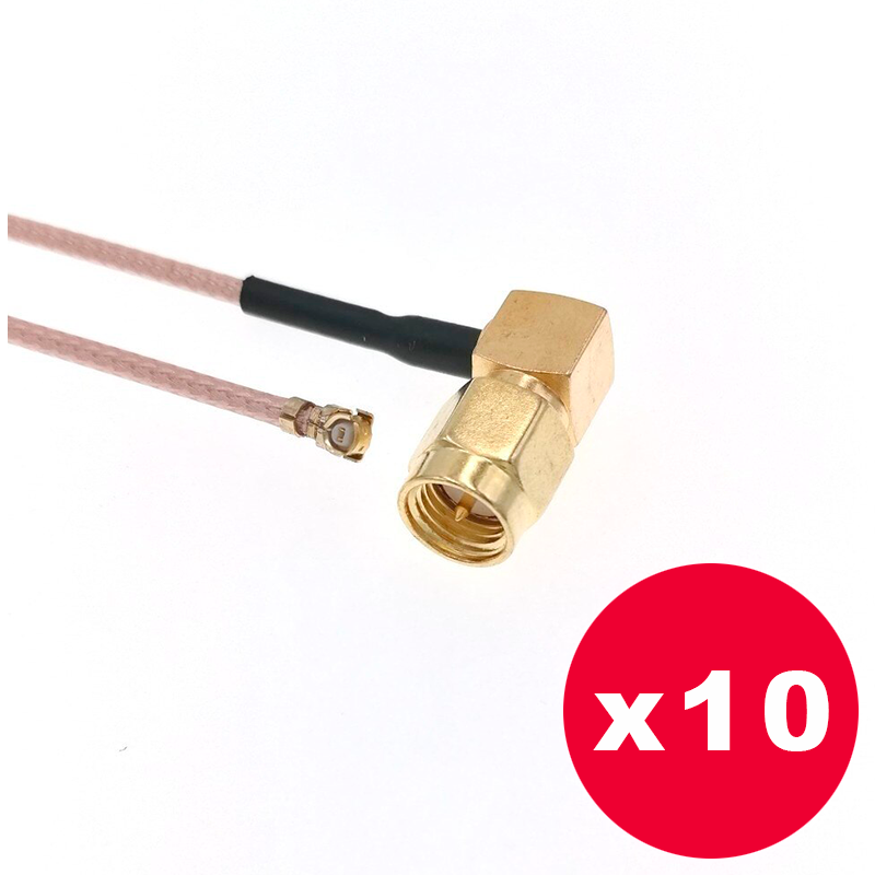 PGS-MH30 - Pigtail UFL-SMA Plug Angulo recto 30 cm- Pack de 10 unidades