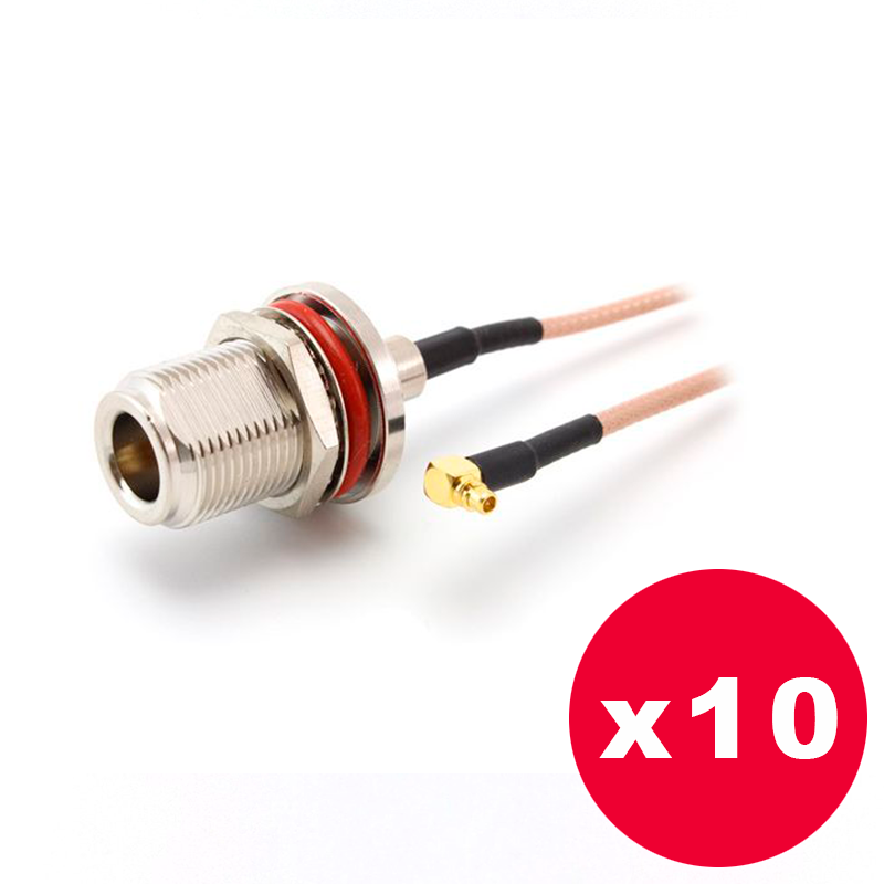 PMN-HM30 - Pigtail MMCX-N Jack BulkHead 30 cm  - Pack de 10 unidades