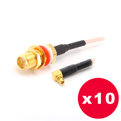 PMS-MM30 - Pigtail MMCX-RSMA Jack BulkHead 30 cm  - Pack de 10 unidades