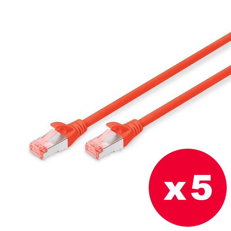 Digitus - Cable Ethernet FTP CAT 6 Rojo 3 m.- Pack de 5 unidades