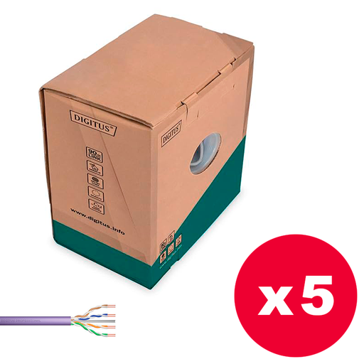 Digitus - Cable de instalación de par trenzado CAT 6 U/UTP 305 m. - Pack de 5 bobinas