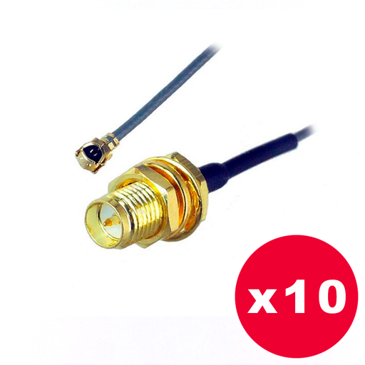 [CMP-PGS-MM30-P10] PGS-MM30 - Pigtail UFL-RSMA Jack Bulkhead 30 cm  - Pack de 10 unidades