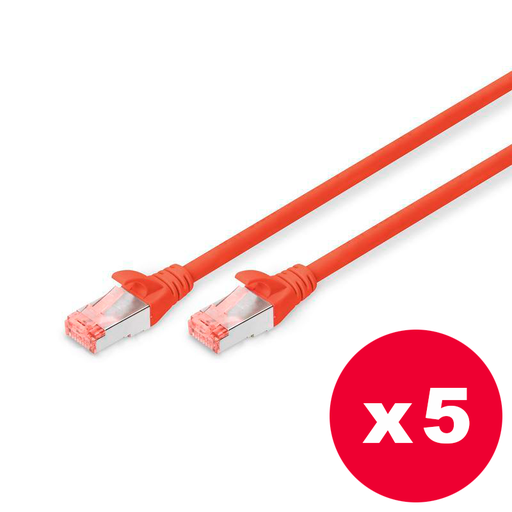 [DGT-FTP-6RD300-P5] Digitus - Cable Ethernet FTP CAT 6 Rojo 3 m.- Pack de 5 unidades