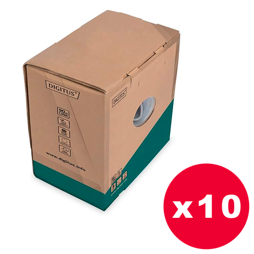[DGT-UUTP-5EGY305-P10] Digitus - Cable de instalación de par trenzado CAT 5e U/UTP, Gris, 305 m. - Pack de 10 bobinas