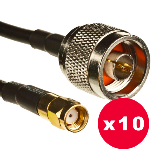 [YNX-LR05-P10] Cable de Antena de Conector N Macho a RP-SMA macho - 50 cm. - Pack de 10 unidades